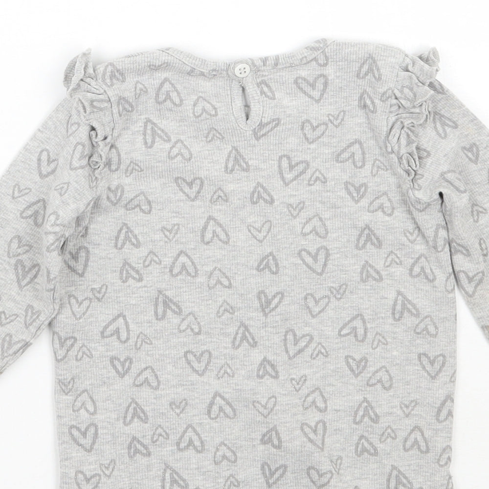 George Girls Grey Geometric Basic T-Shirt Size 18-24 Months
