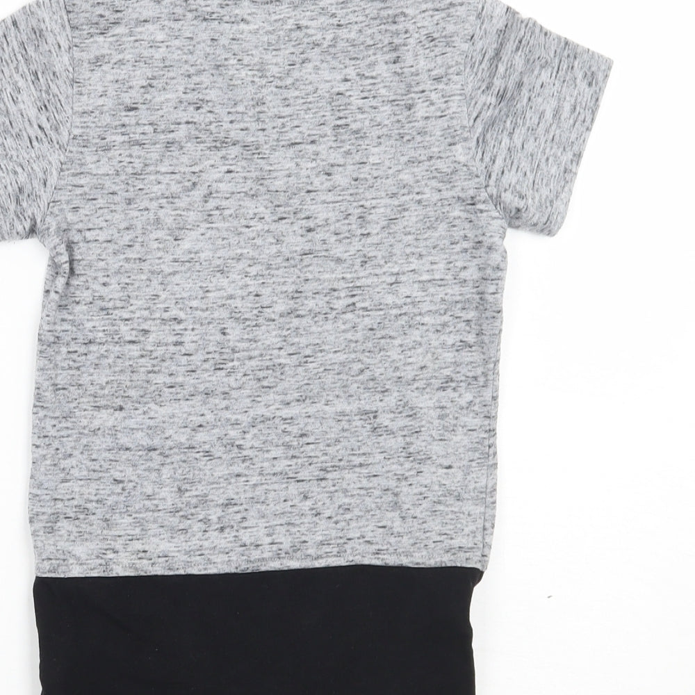 Brand and care label for Next girls’ grey basic t-shirt, size 3, years