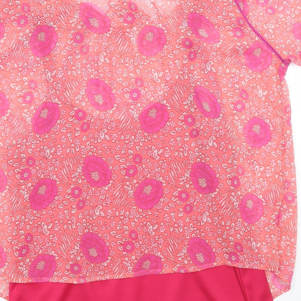 BHS Womens Pink Floral Basic Blouse Size 14