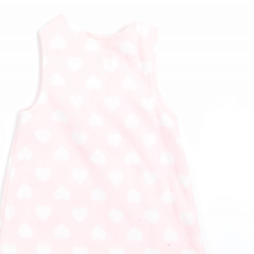 Miniclub Girls Pink Pinafore/Dungaree Dress Size 0-3 Months - Owl Logo & Hearts