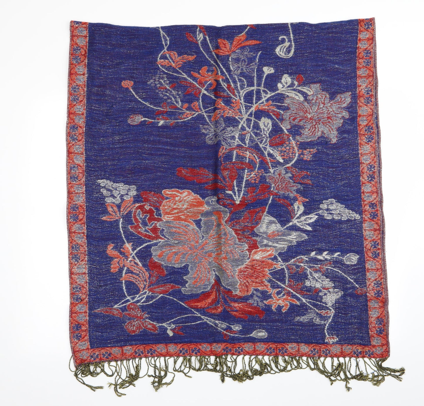 Preworn Womens Blue Floral Shawl/Wrap - Shimmer