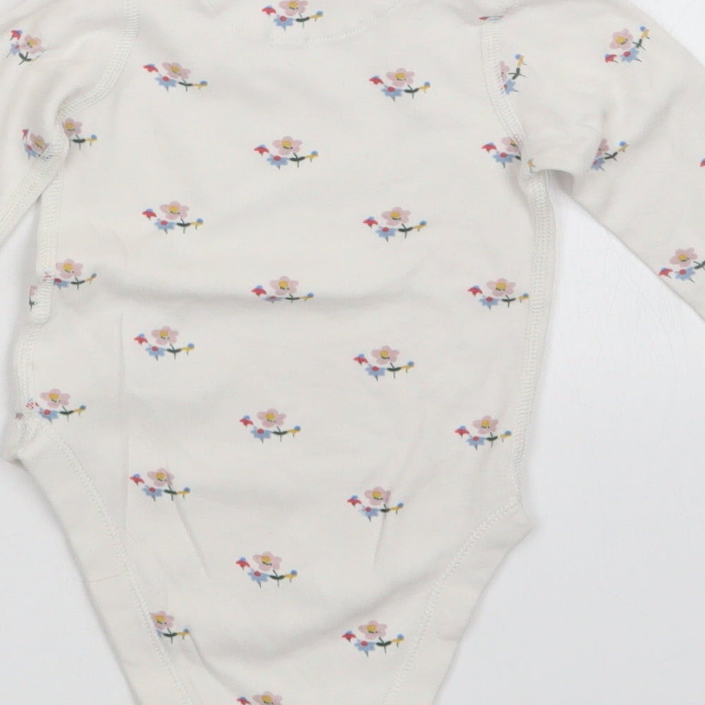 Marks & Spencer Girls White Floral Babygrow One-Piece Size 9-12 Months