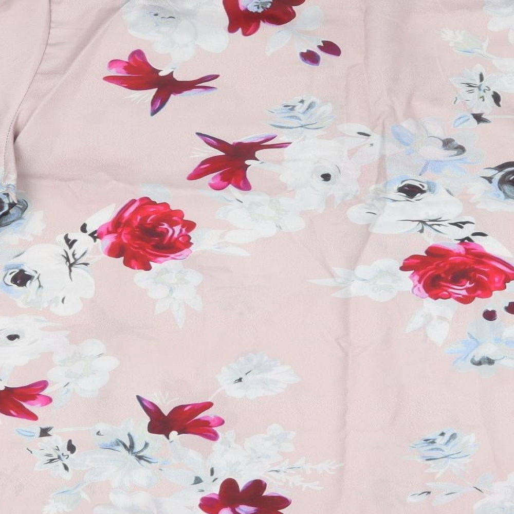 Preworn Womens Pink Floral Basic Blouse Size 4XL