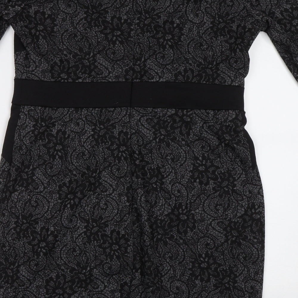 Sandra Darren Womens Black Floral Bodycon Size 10