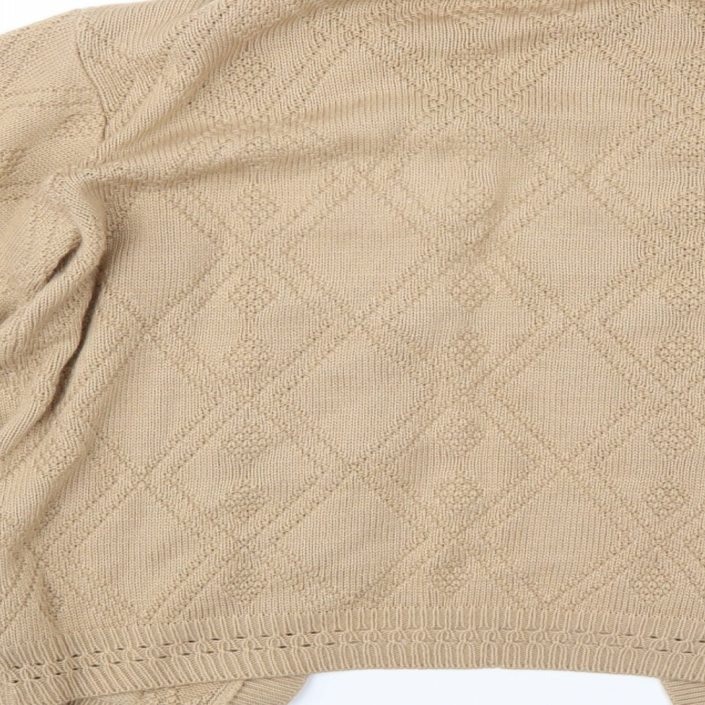 Beaumonde Womens Beige Argyle/Diamond Cardigan Jumper Size 16