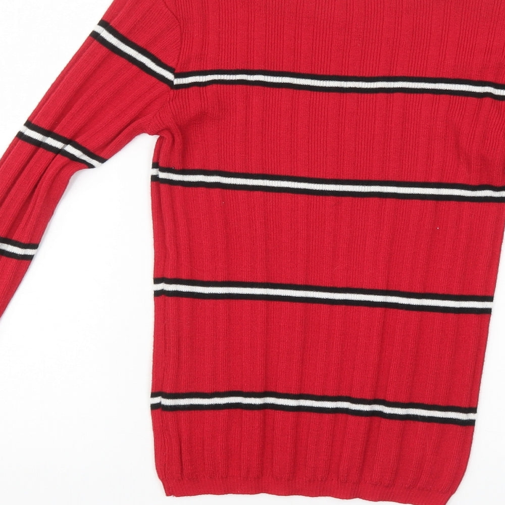 Primark Womens Red Striped Pullover Jumper Size 6