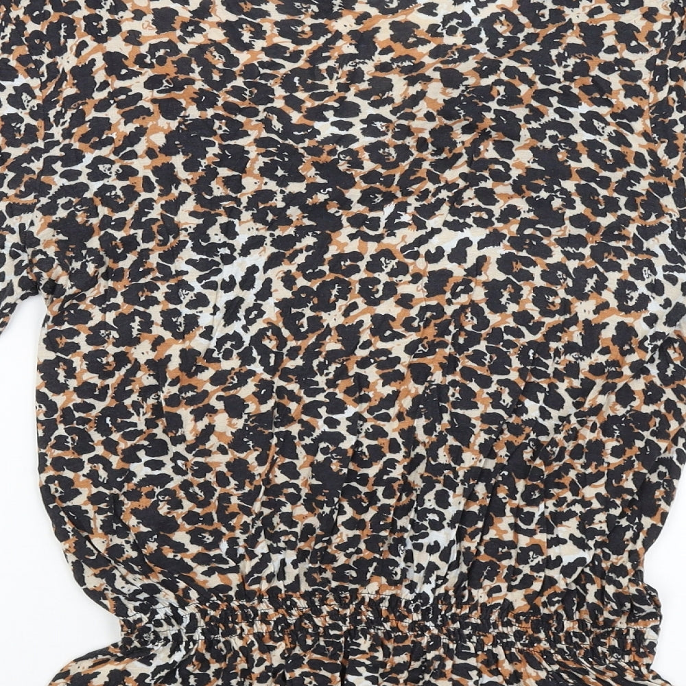 NEXT Womens Brown Animal Print Basic Blouse Size 14