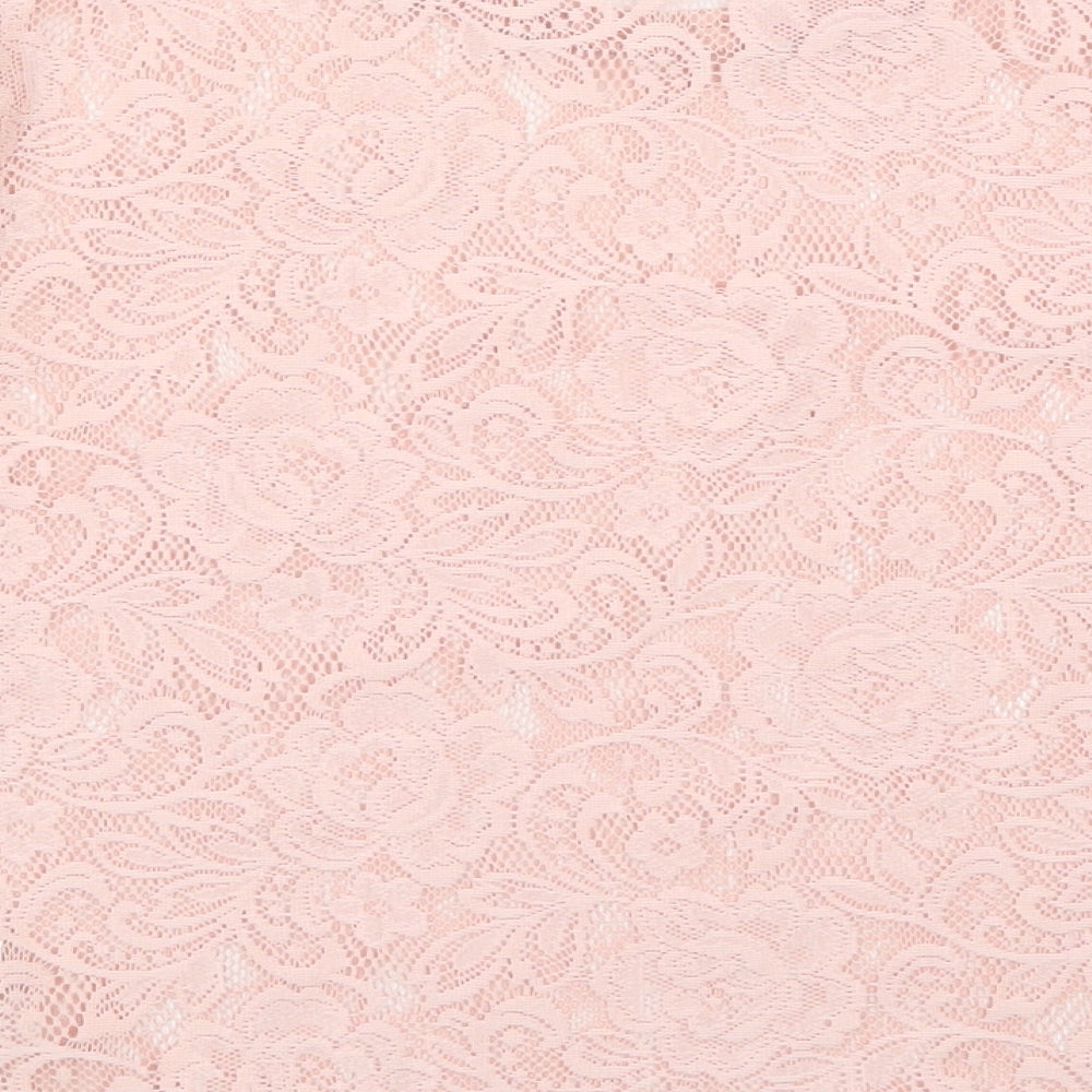 Atmosphere Womens Pink Lace Basic T-Shirt Size 4