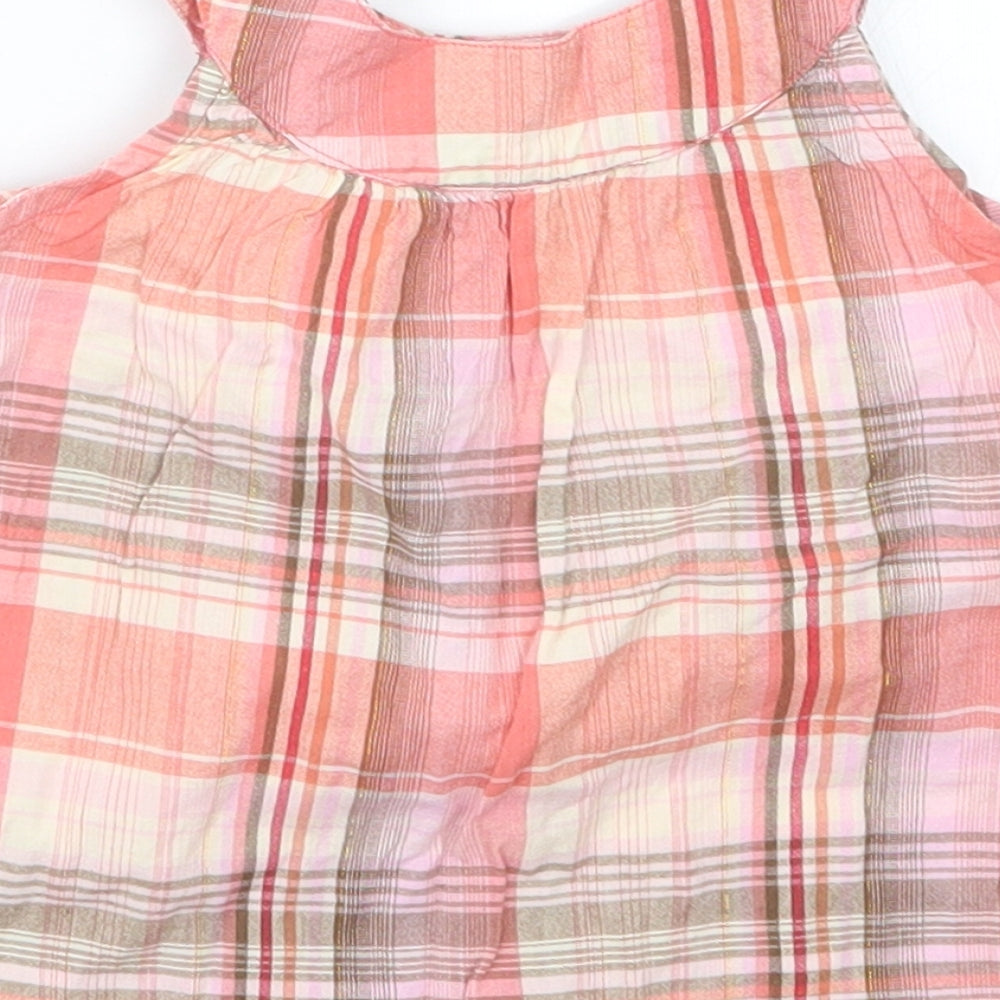 George Girls Pink Check Basic T-Shirt Size 12-18 Months