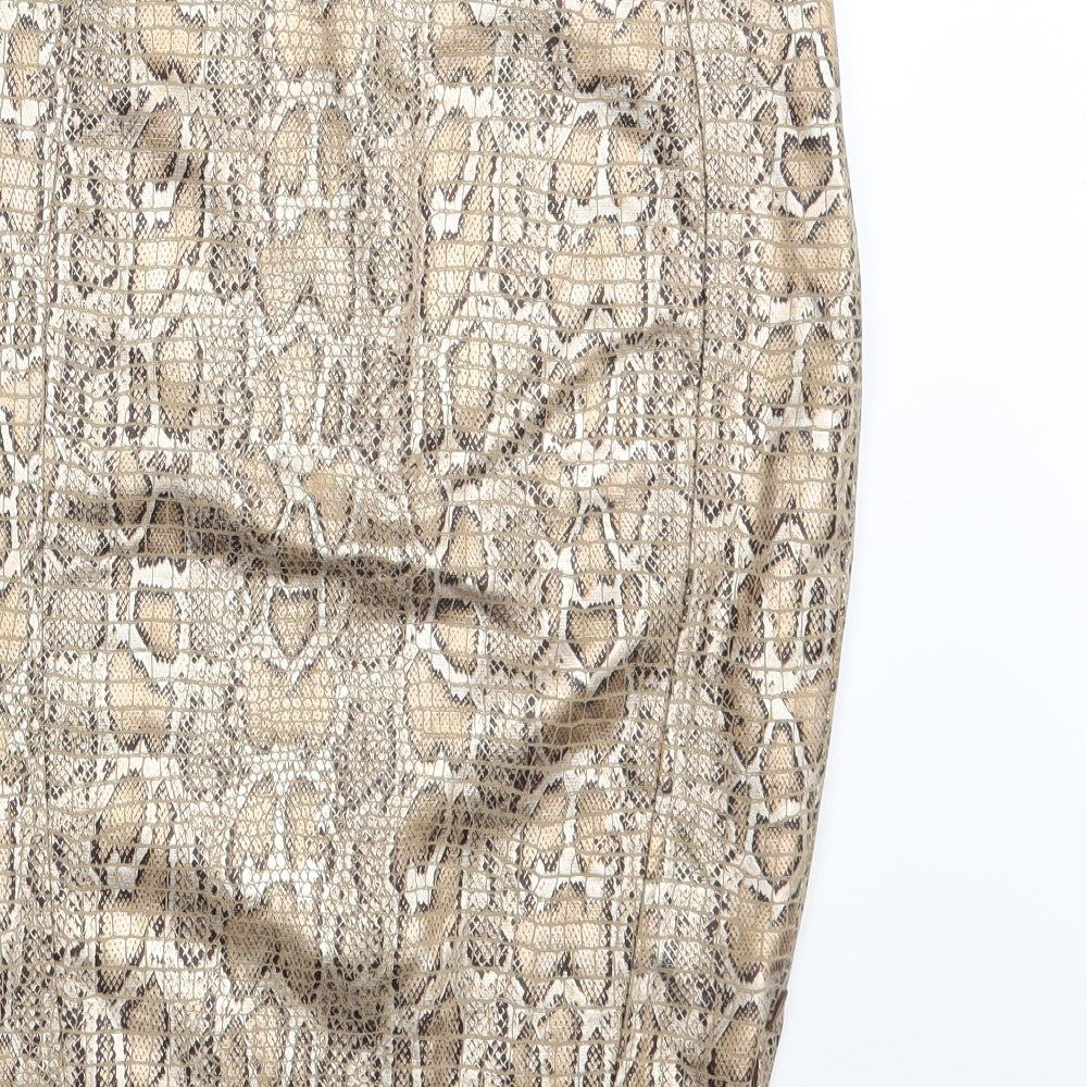 Vicolo Womens Gold Animal Print Straight & Pencil Skirt One Size