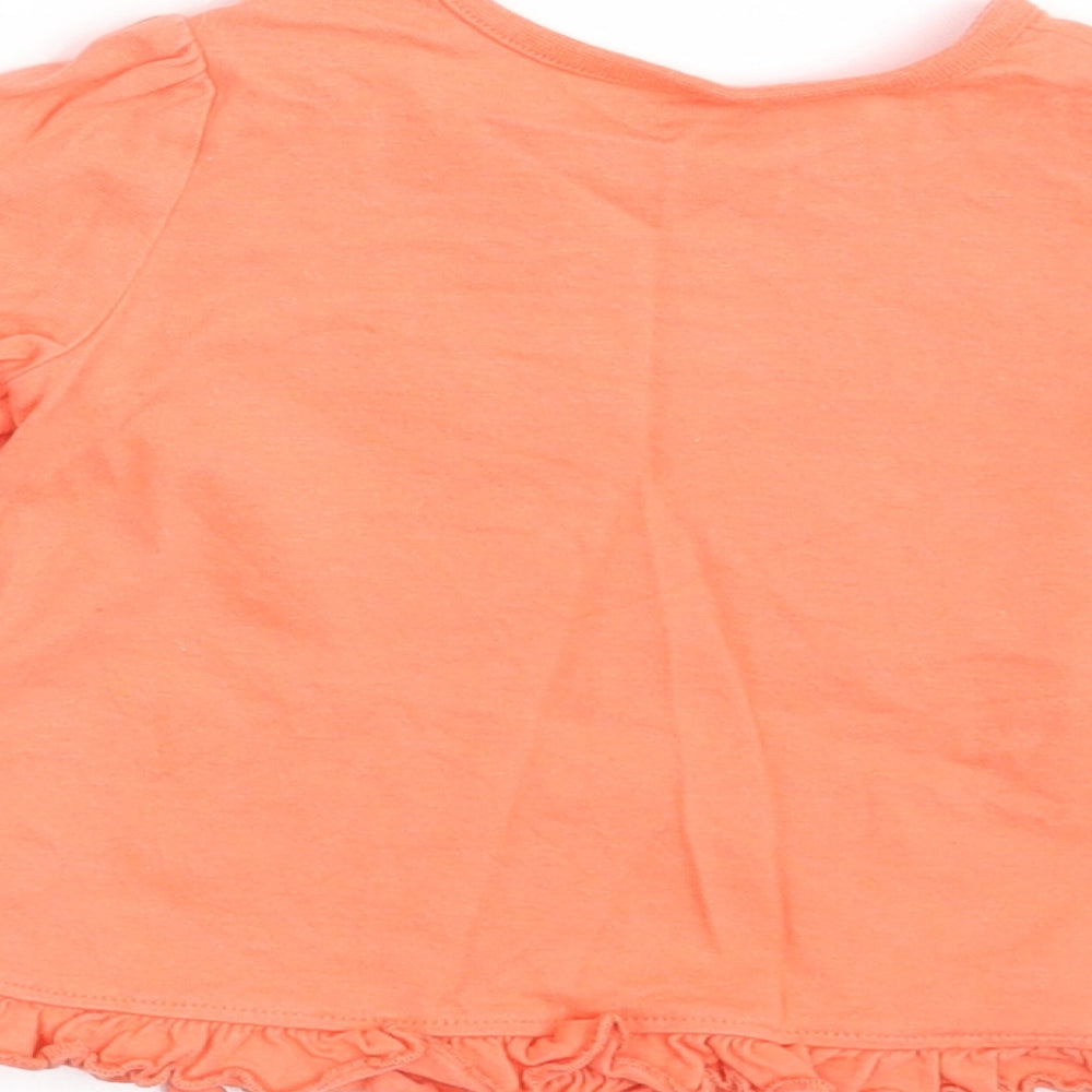 Nutmeg Girls Orange Floral Basic T-Shirt Size 6-9 Months