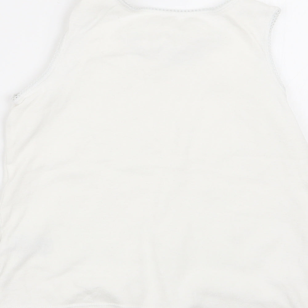 M&S Girls White Basic Tank Size 7-8 Years
