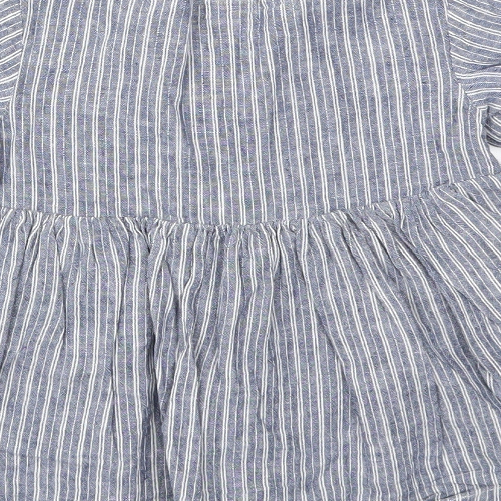 H&M Girls Blue Striped Fit & Flare Size 6-9 Months