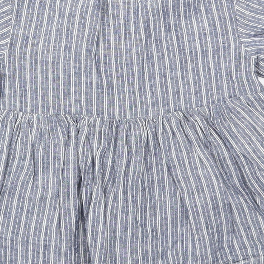 H&M Girls Blue Striped Fit & Flare Size 6-9 Months