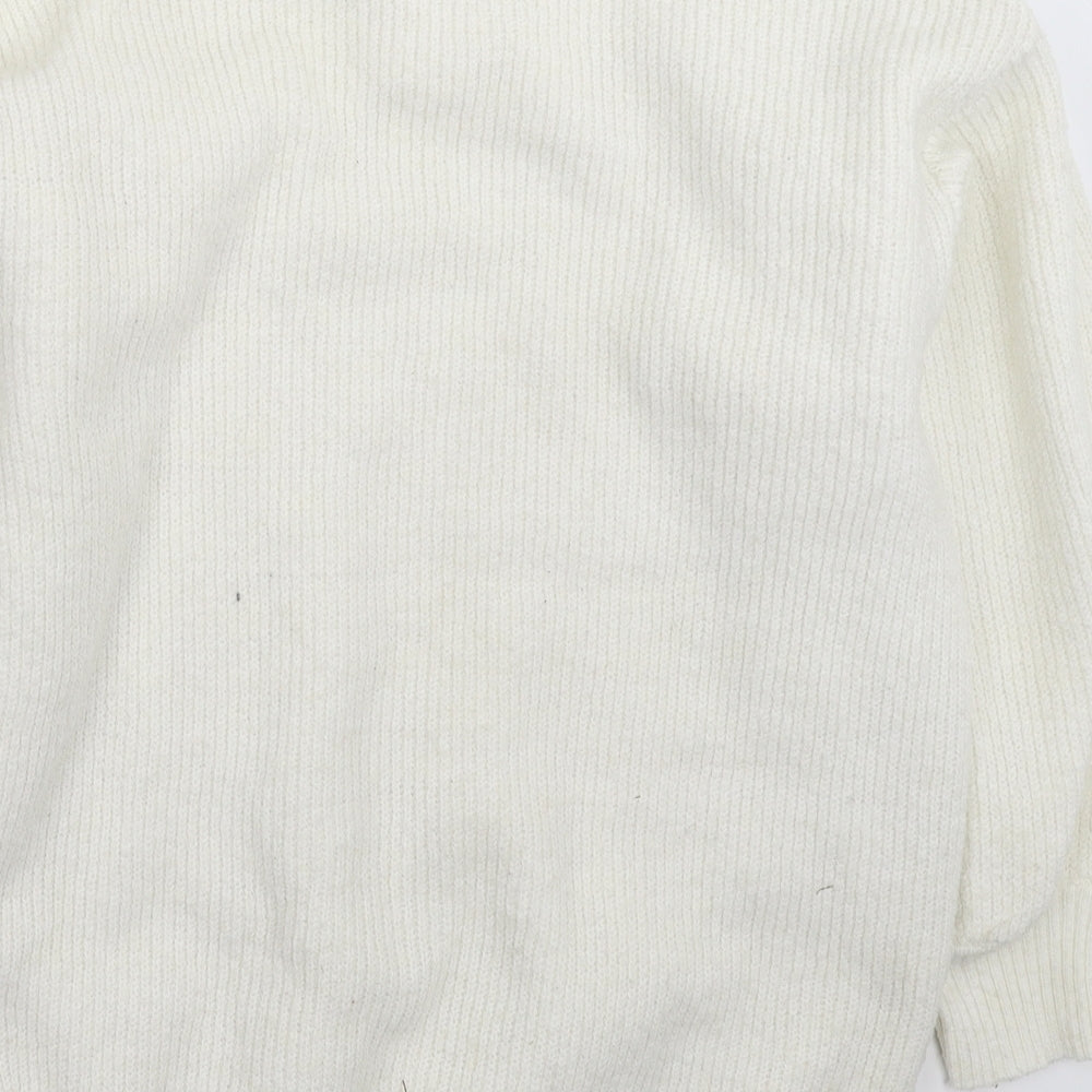 Divided Womens White Knit Pullover Jumper Size L