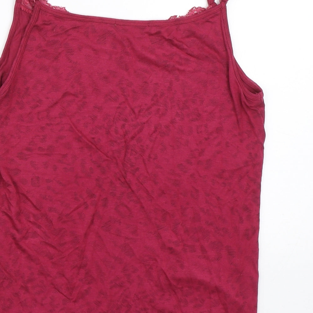 Htown Womens Pink Animal Print Basic Tank Size S