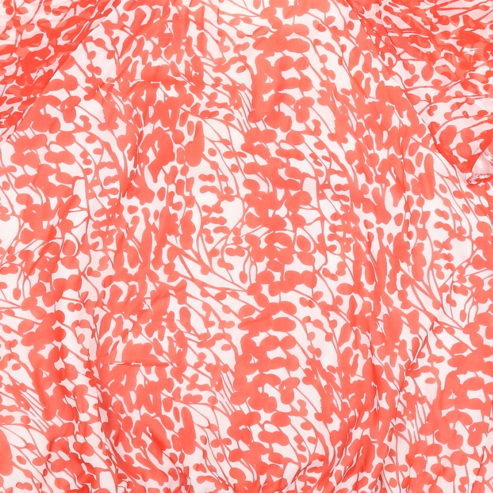 Savoir Womens Red Geometric Basic Blouse Size 16