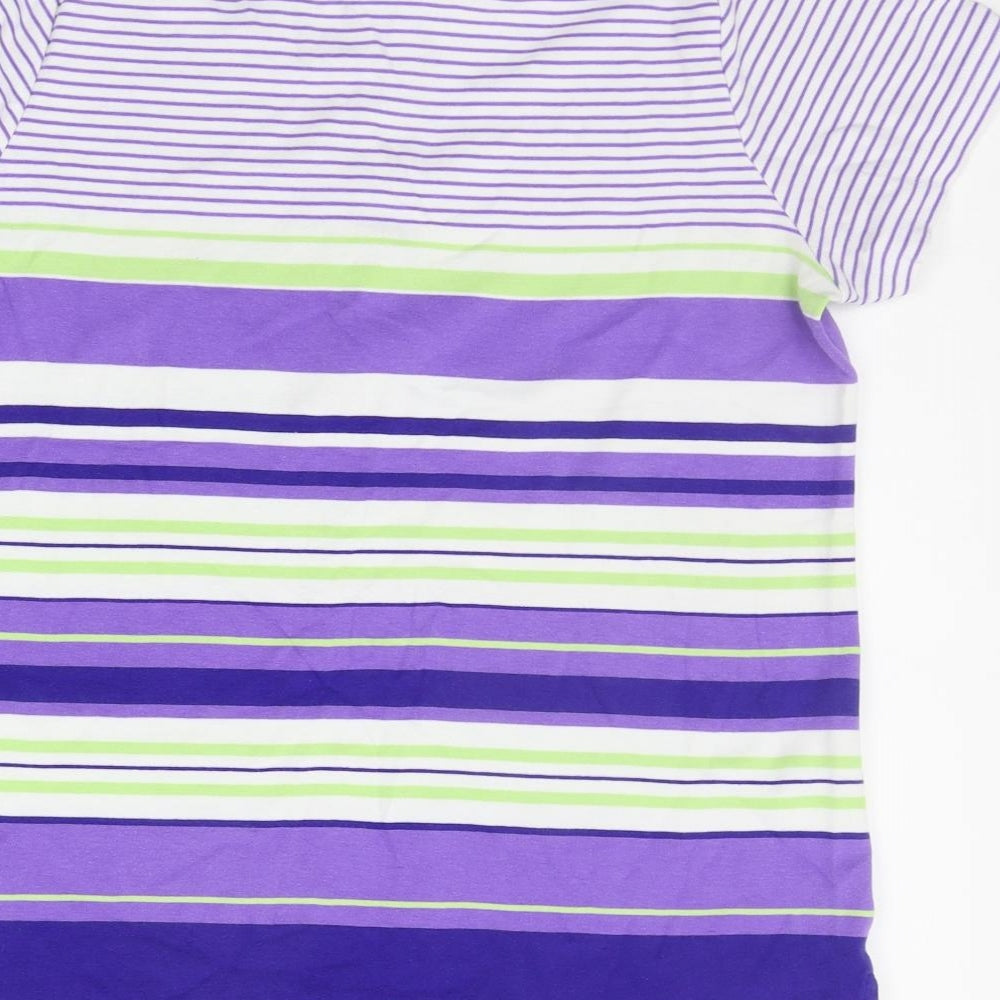 Dash Mens Purple Striped Polo Size 16
