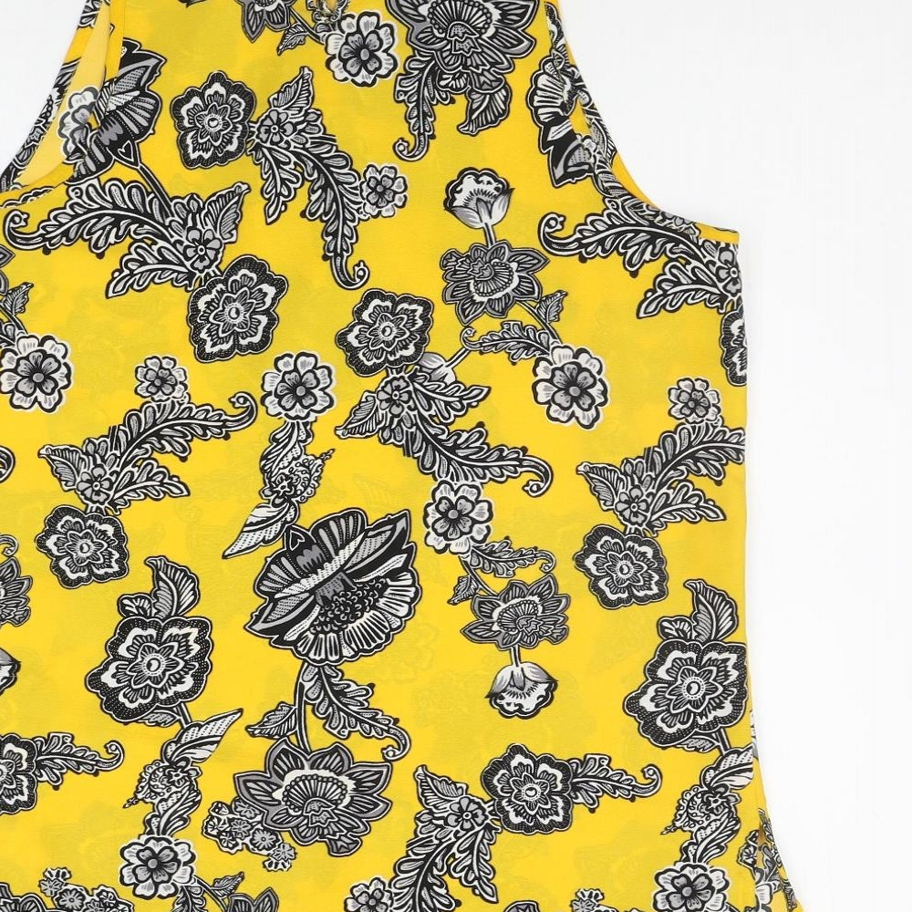 Peacocks Womens Yellow Floral Basic Blouse Size 12