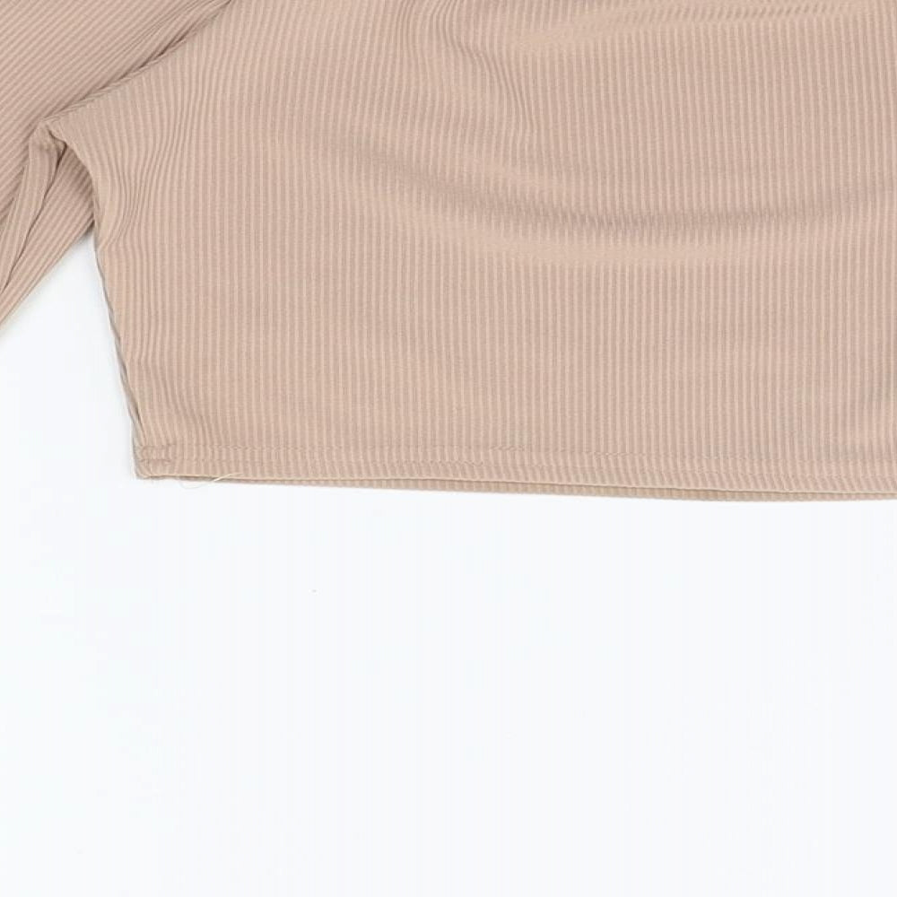 pretylittlething Womens Beige Basic Blouse Size 10