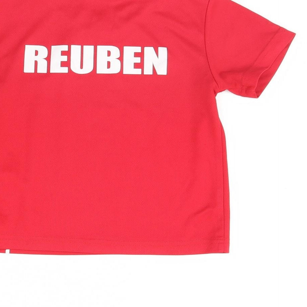 manav Boys Red Basic T-Shirt Size 5 Years - Wales/ personalised Reuben