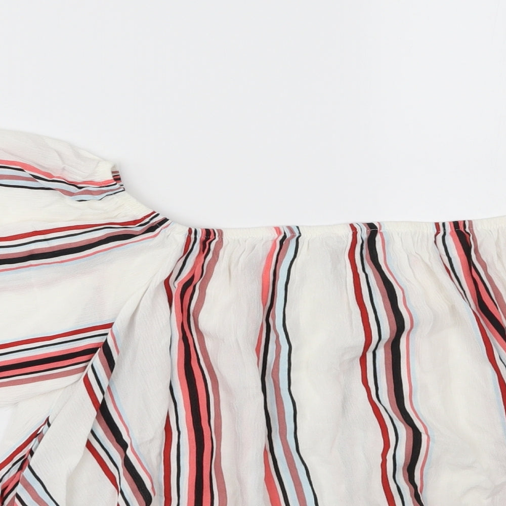 TALLY WEiJL Womens Multicoloured Striped Cropped Blouse Size S