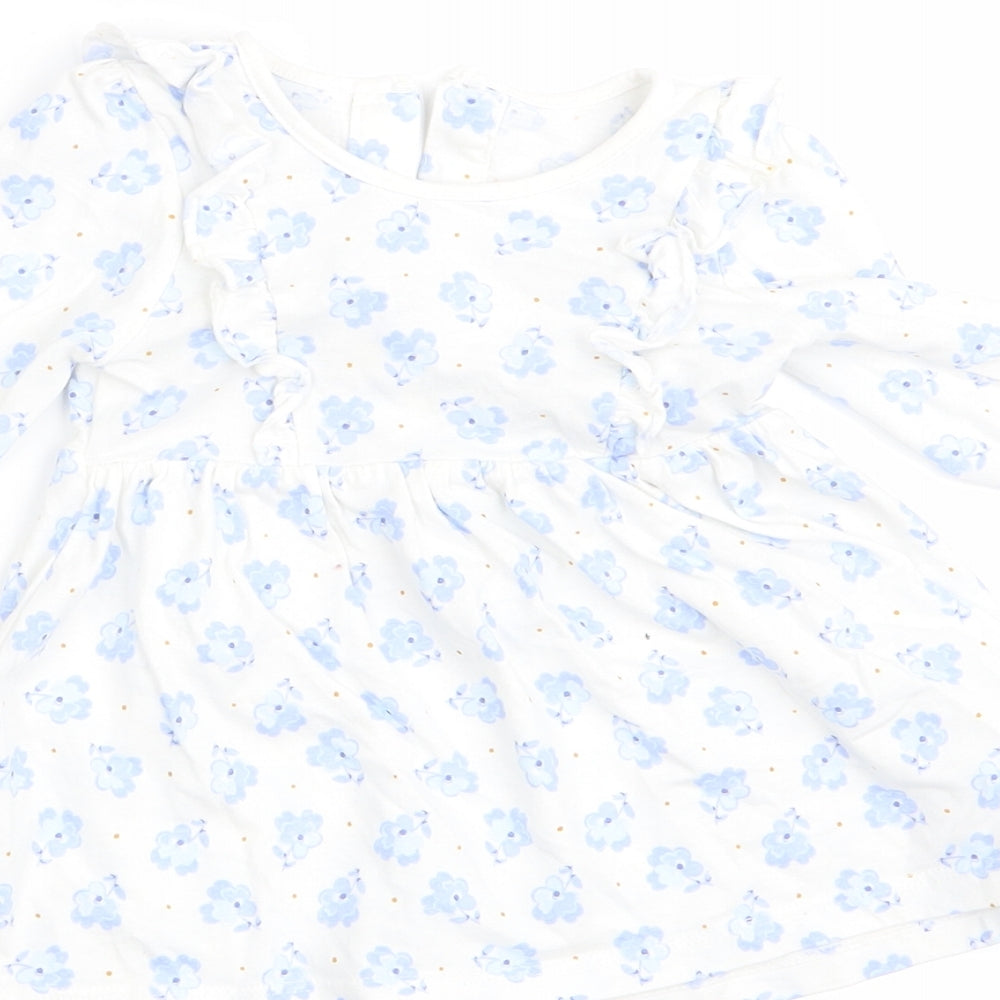 Matalan Girls Blue Floral A-Line Size 3-6 Months