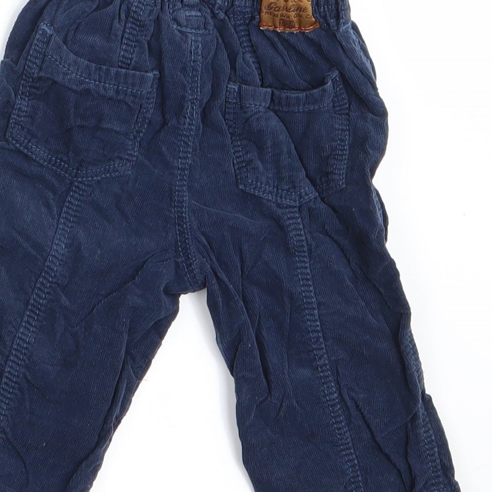 mamas & papas Boys Blue Cargo Trousers Size 6-9 Months - Cord Fabric