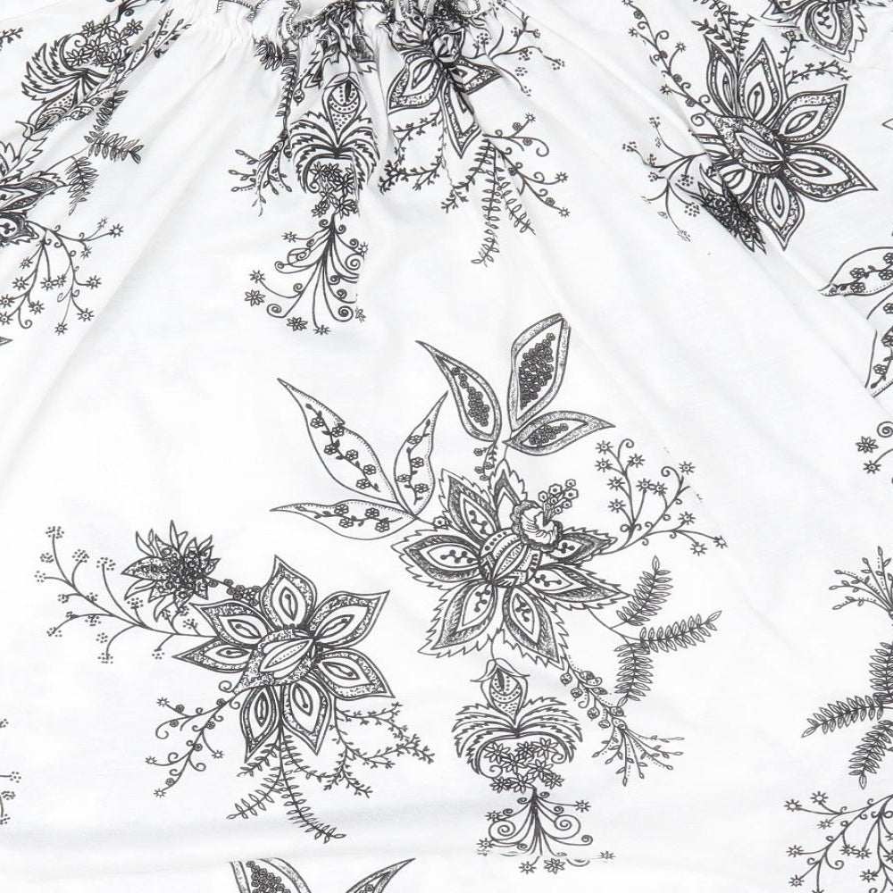Preworn Womens Black Floral Basic T-Shirt Size 2XL - Elasticated neckline