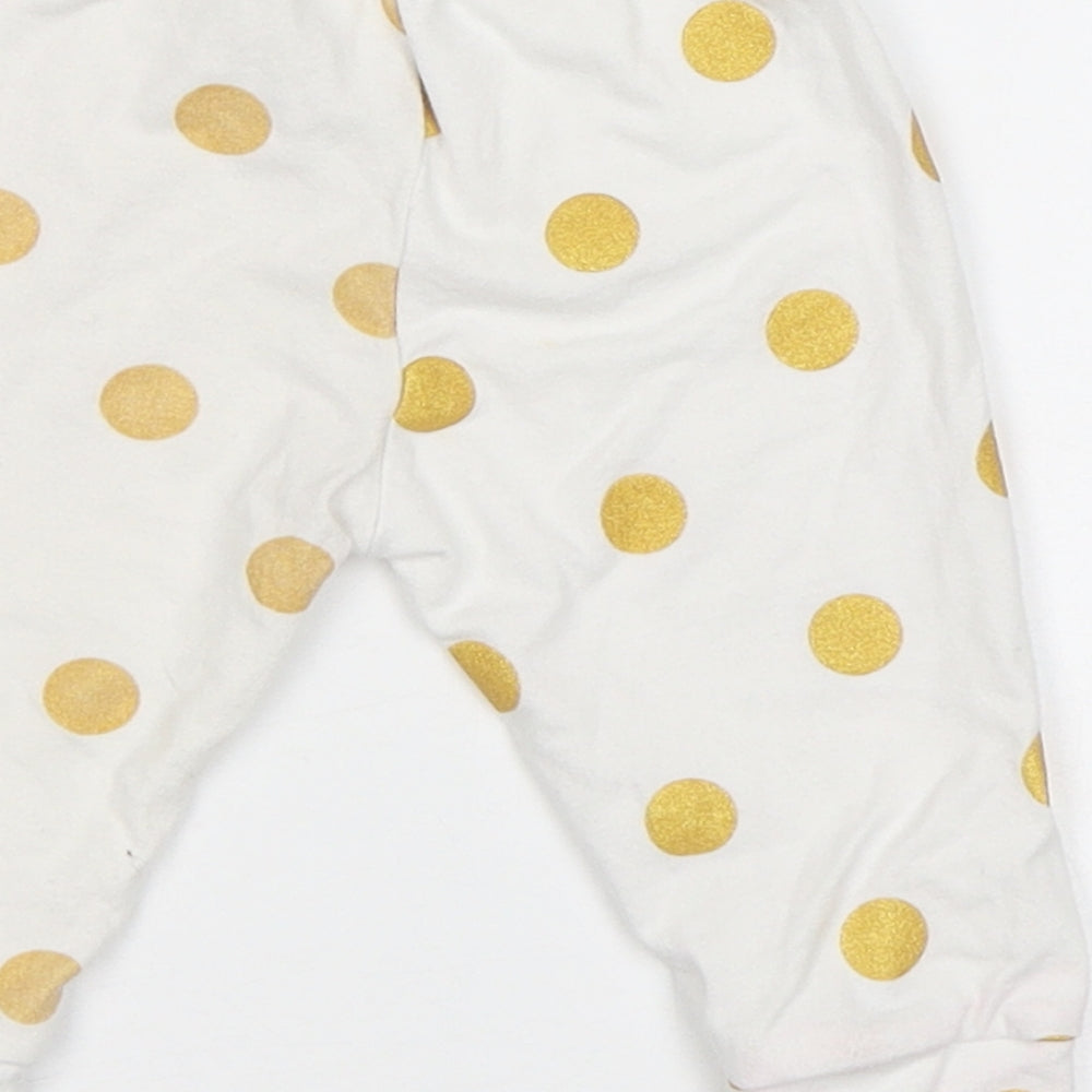 Preworn Baby White Polka Dot Jogger Leggings Size 0-3 Months