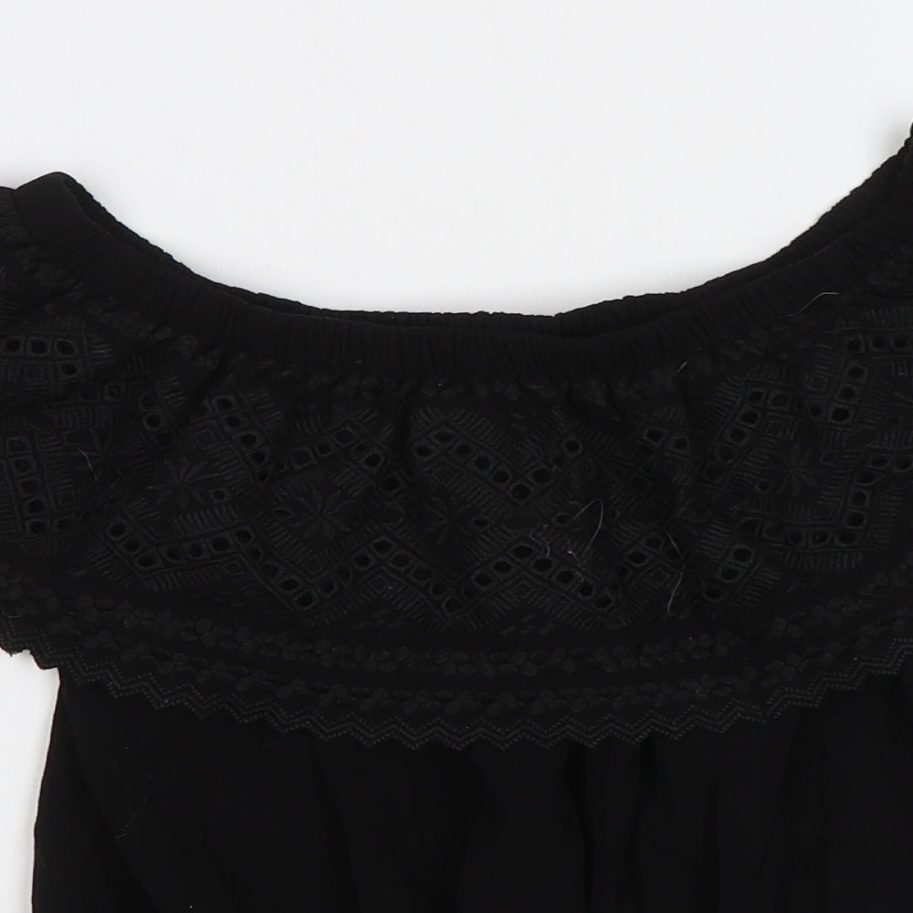 New Look Womens Black Cropped Blouse Size 8
