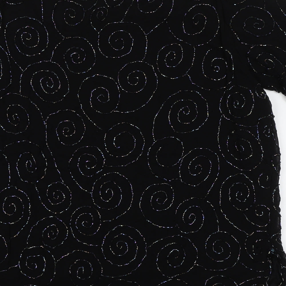 Preworn Womens Black Geometric Basic Blouse Size XL - Embellished