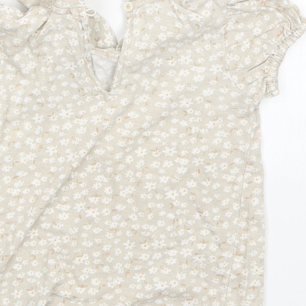 George Girls Beige Floral T-Shirt Dress Size 18-24 Months