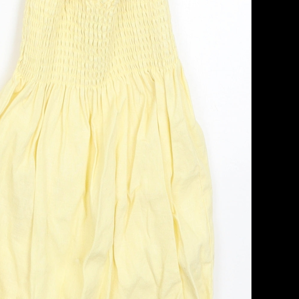 mini mode Girls Yellow Floral Romper One-Piece Size 3-6 Months