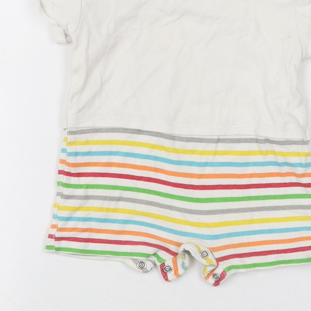 Pep&Co Baby White Striped Babygrow One-Piece Size 6-9 Months
