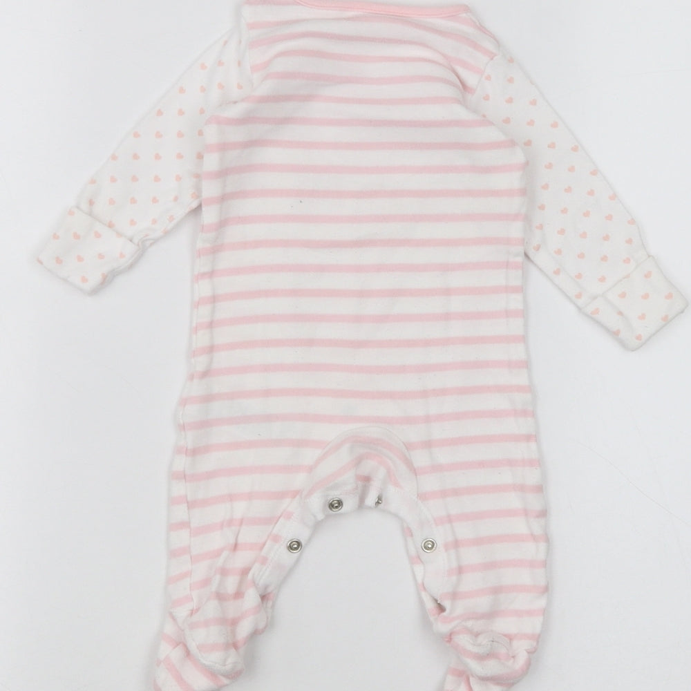 F&F Baby White Striped Coverall One-Piece Size 0-3 Months
