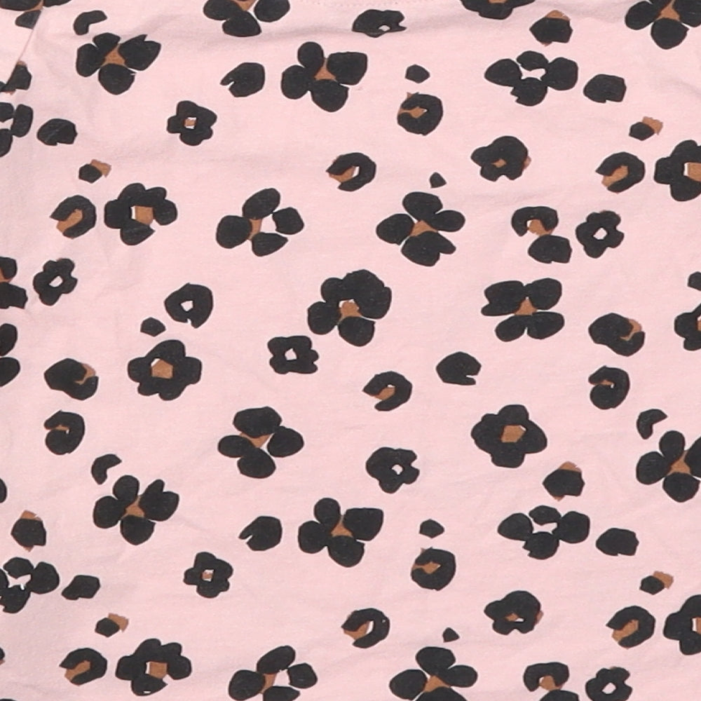 Marks & Spencer Girls Pink Animal Print Basic T-Shirt Size 5-6 Years