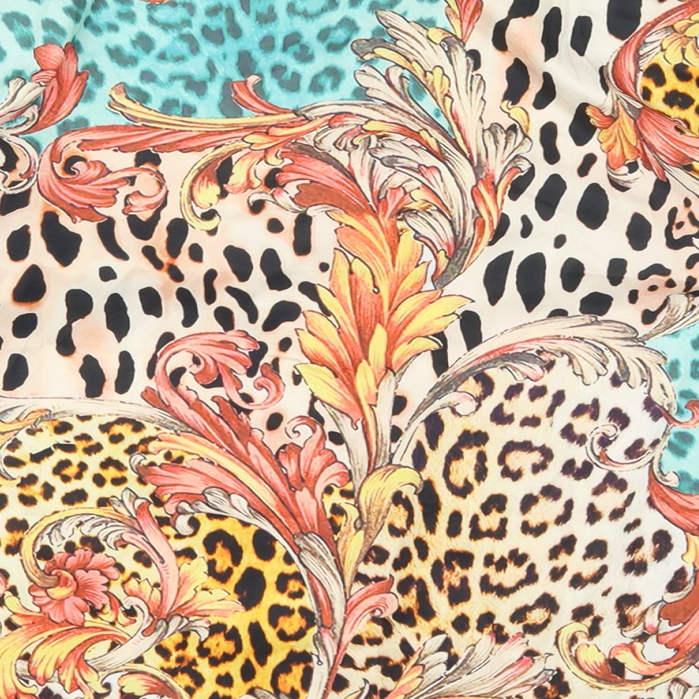Chic Me Womens Multicoloured Animal Print Basic Button-Up Size M