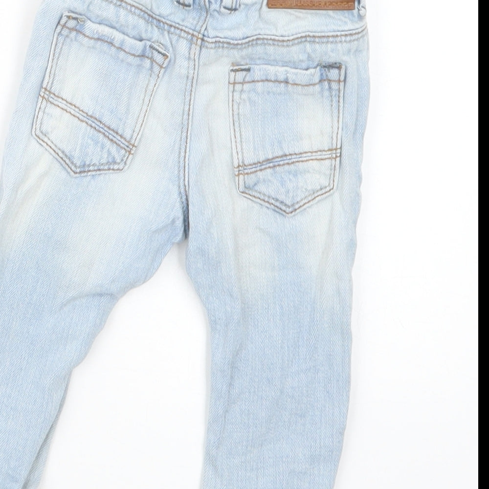 Next Boys Blue Denim Cargo Jeans Size 3-6 Months