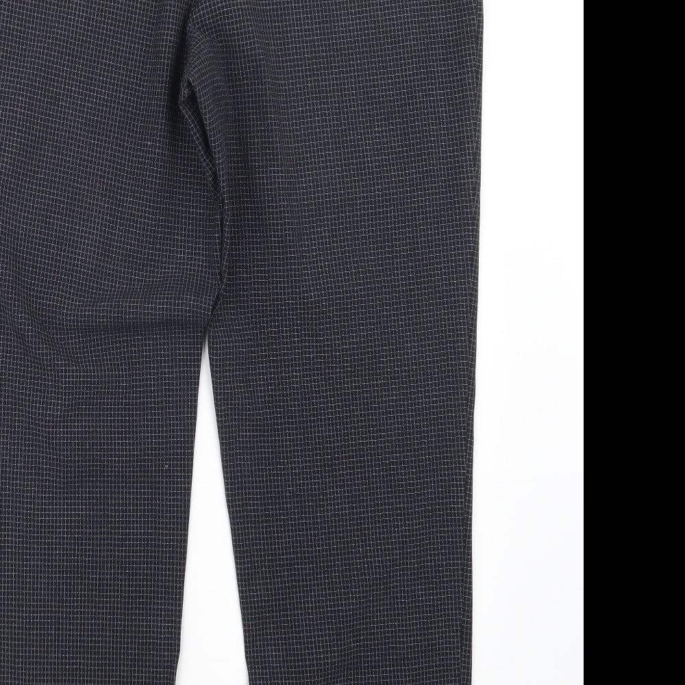 Marks & Spencer Womens Blue Check Trousers Size 16 L28 in