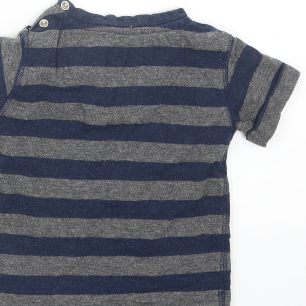 Earlydays Boys Blue Striped Basic T-Shirt Size 9-12 Months