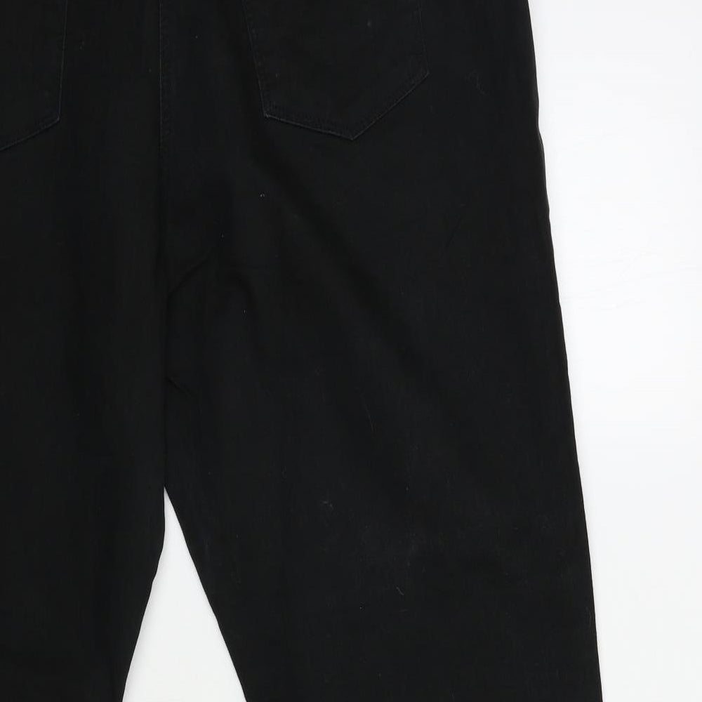 Preworn Womens Black Denim Straight Jeans Size 12 L29 in