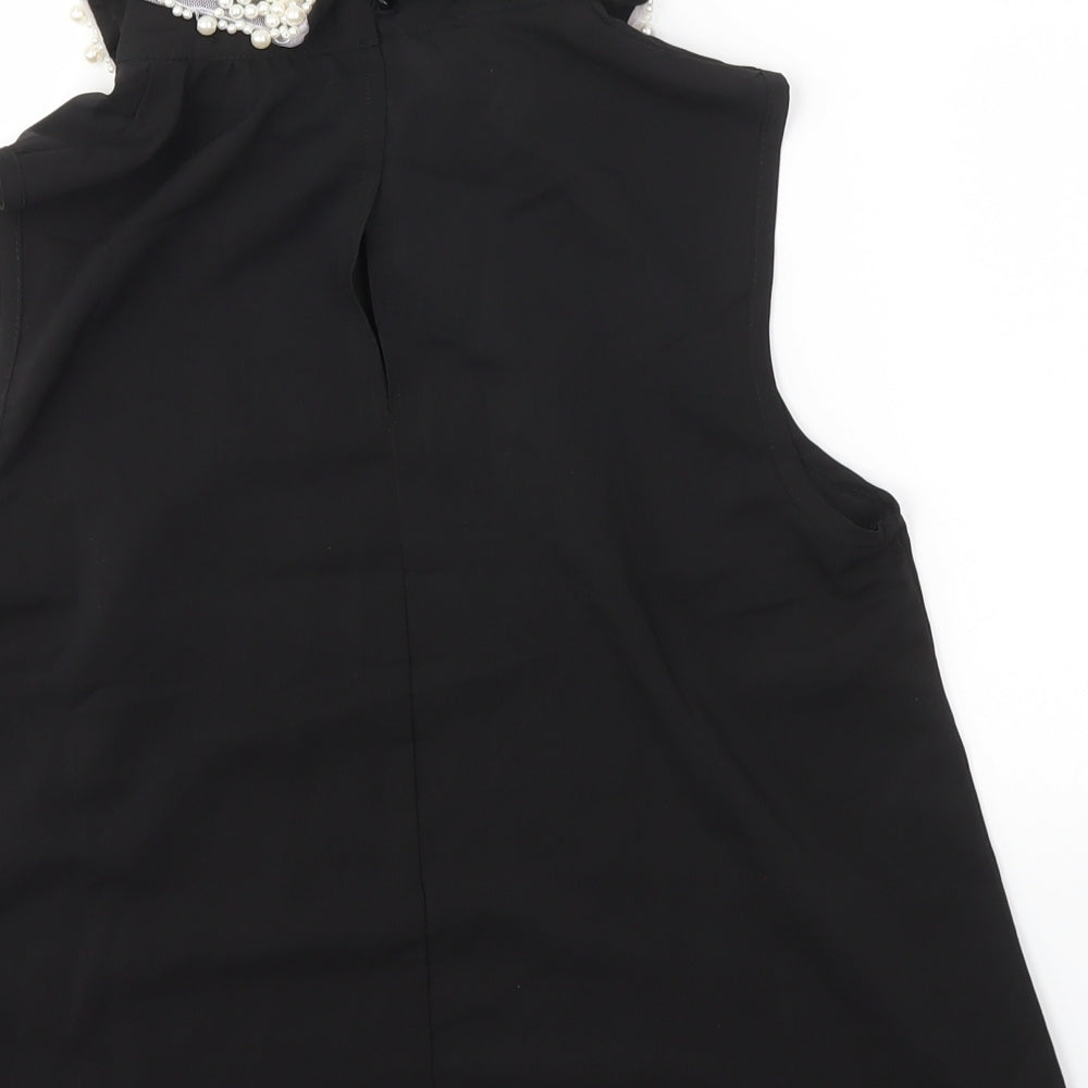 gold Womens Black Basic Blouse Size 8