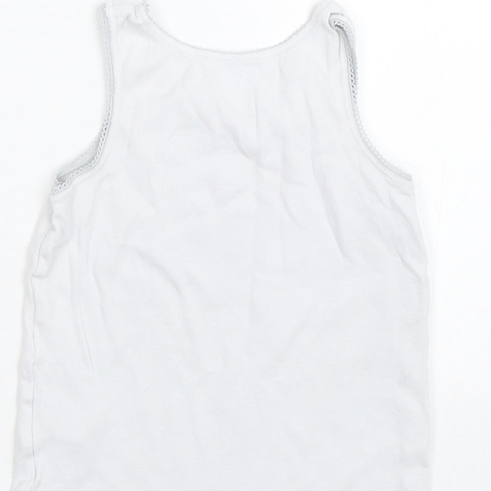 Marks & Spencer Girls White Basic Tank Size 3-4 Years - Birds
