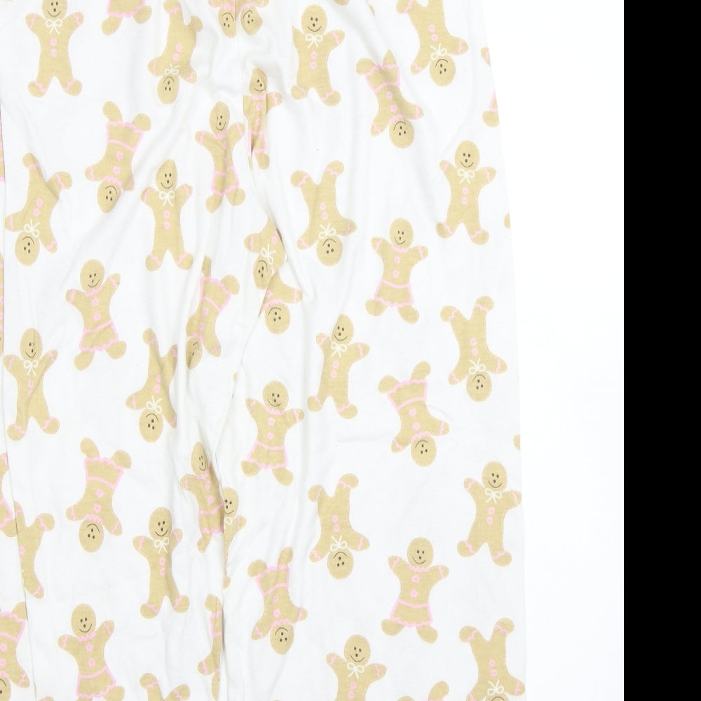 Preworn Womens White Capri Pyjama Pants Size 12 - Gingerbread Man