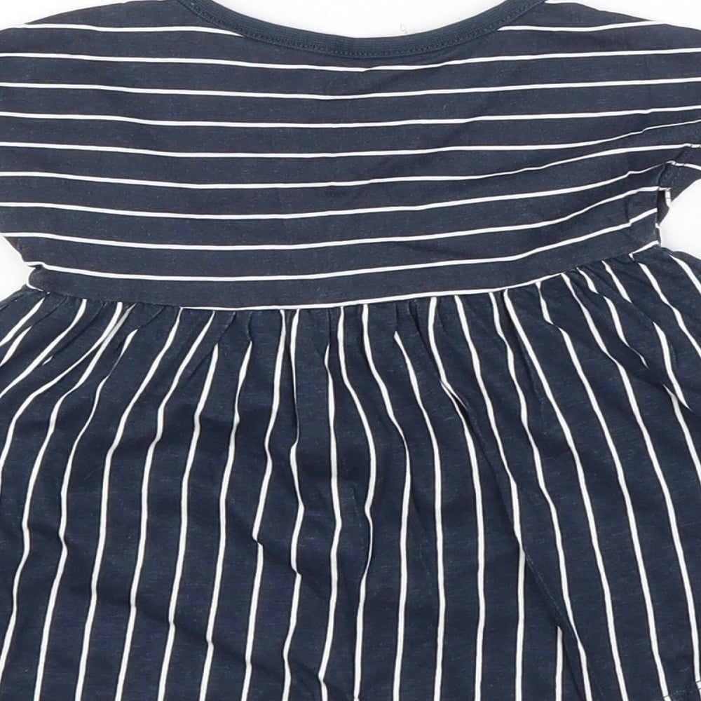 H&M Girls Blue Striped A-Line Size 0-3 Months