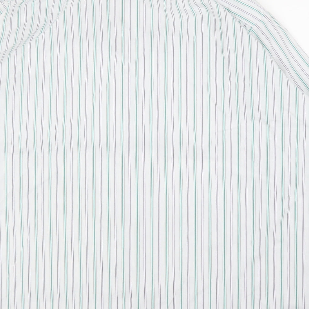 Giorgio Fellini Mens Green Striped Button-Up Size 17