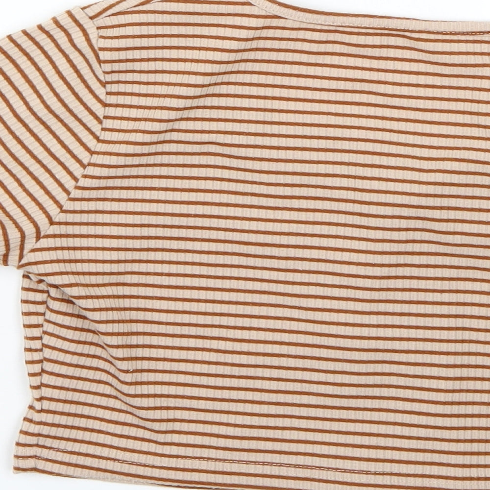 shen Womens Multicoloured Striped Basic T-Shirt Size S