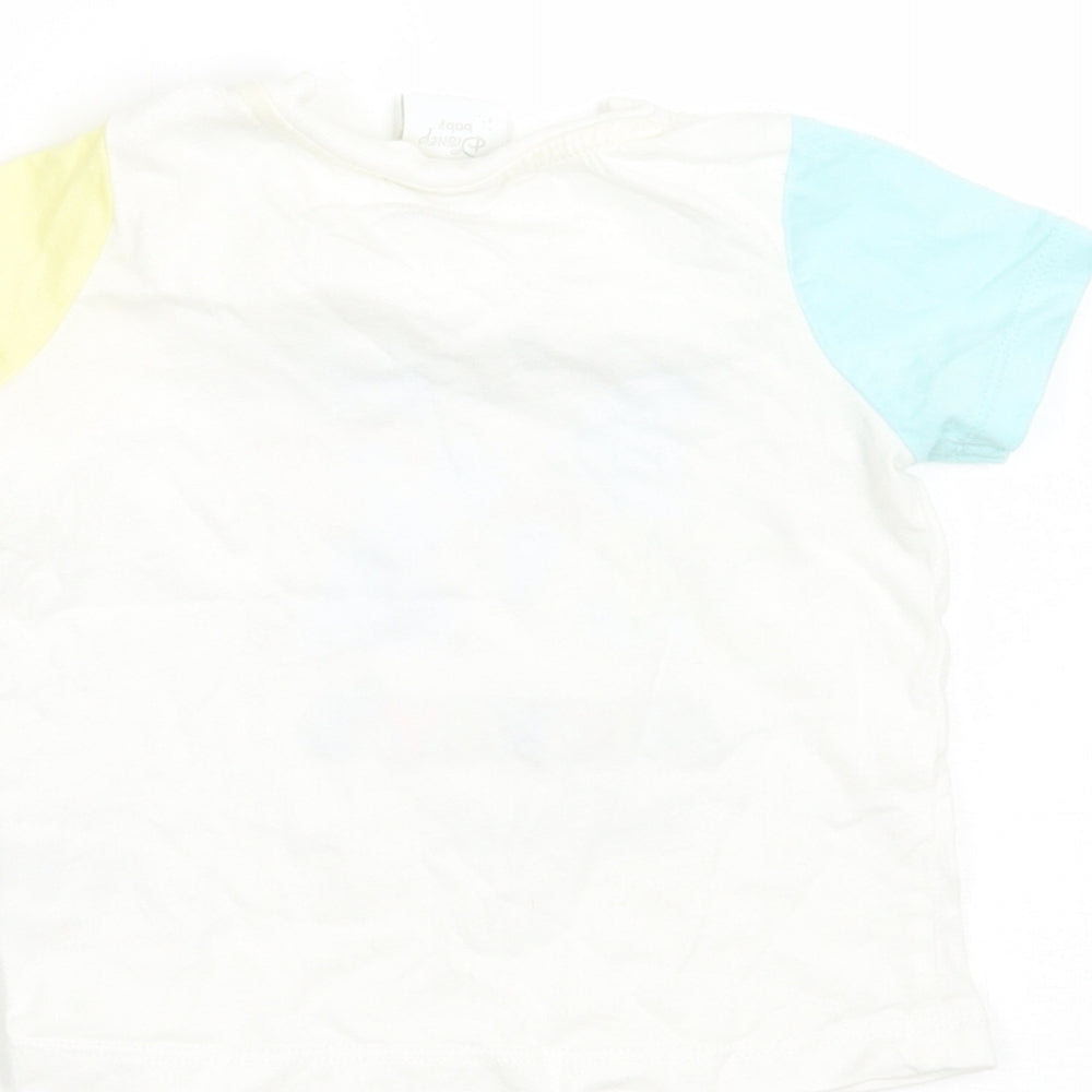 Disney Baby White Basic T-Shirt Size 6-9 Months - Mickey and Friends