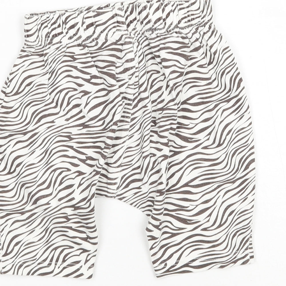 Matalan Girls White Animal Print Sweatpants Trousers Size 9-12 Months